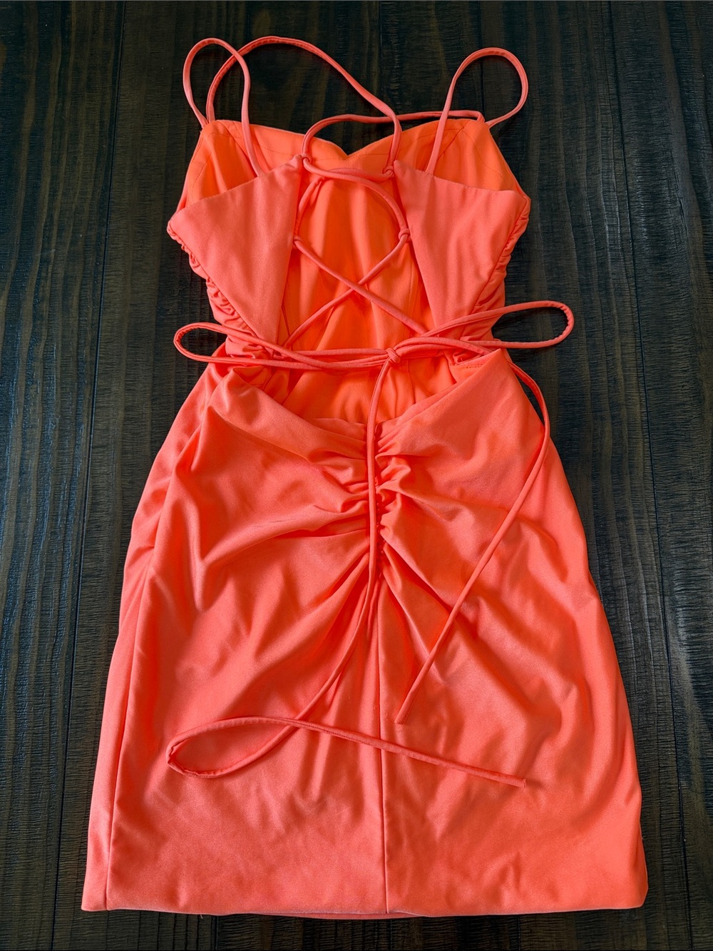 Adjustable Lace-Up Mini Dress in Vibrant Orange